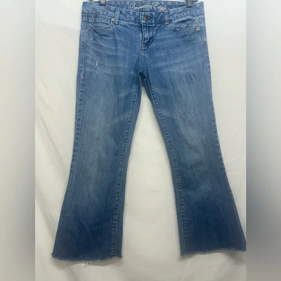 Real Flare‎ Jeans Size 4 Medium Wash Raw Hem  Denim Size 4 / Girls 14 - Picture 3 of 7
